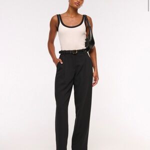 Abercrombie & Fitch Black High-Waist Pleated Trousers